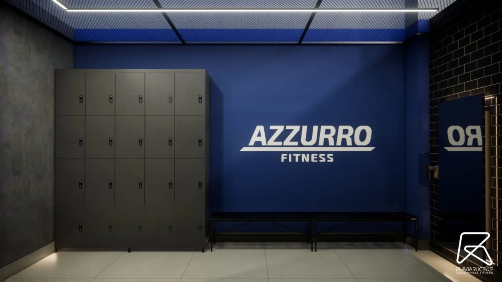 Armários no salão e vestiários